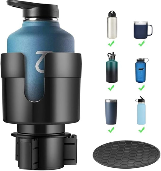 Car Cup Holder Expander Adapter with Adjustable Base